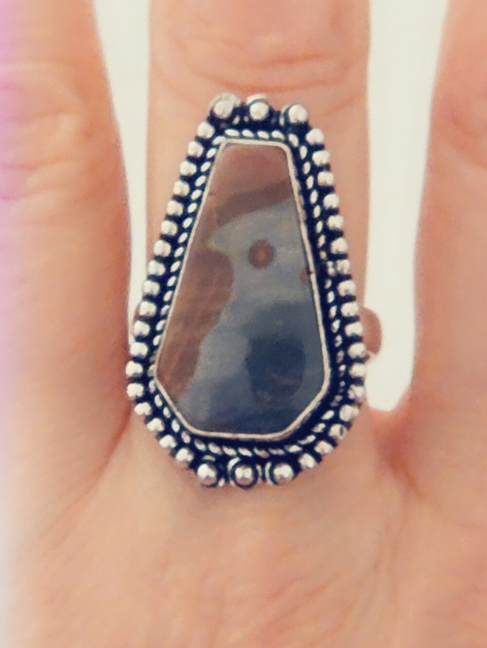 Adjustable Gemstone Statement Ring Overlay Sterling Silver Plated
